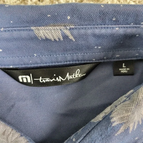 Travis Mathew Mens Large Gray AOP Floral Performance Stretch Polo Short Sleeve - Picture 4 of 6